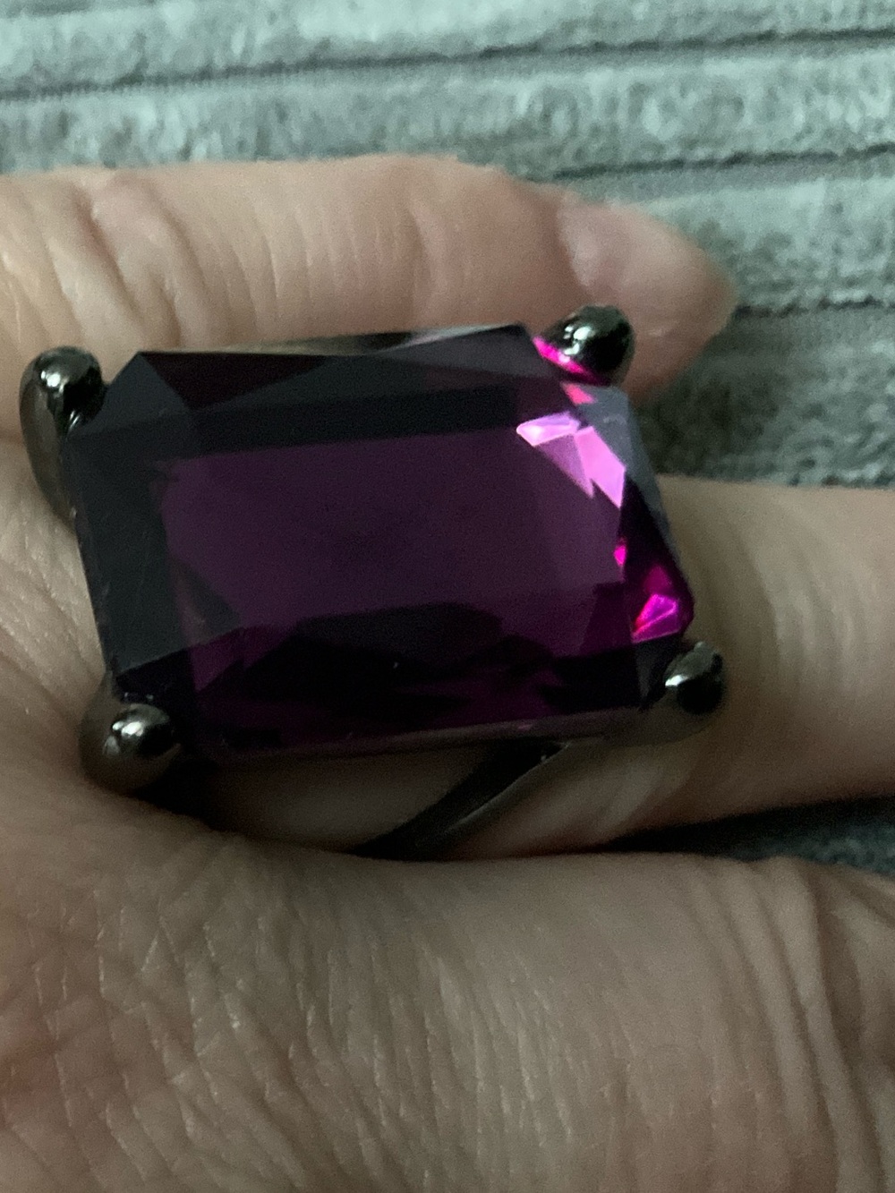 Dark Bronze solitaire violet semi-precious stone Statement Ring